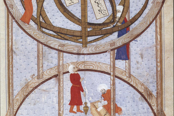 Rings of Heaven talk: First image astronomers are conducting observations using a 5 3 metre armillary sphere in the late 16th century Istanbul observatory