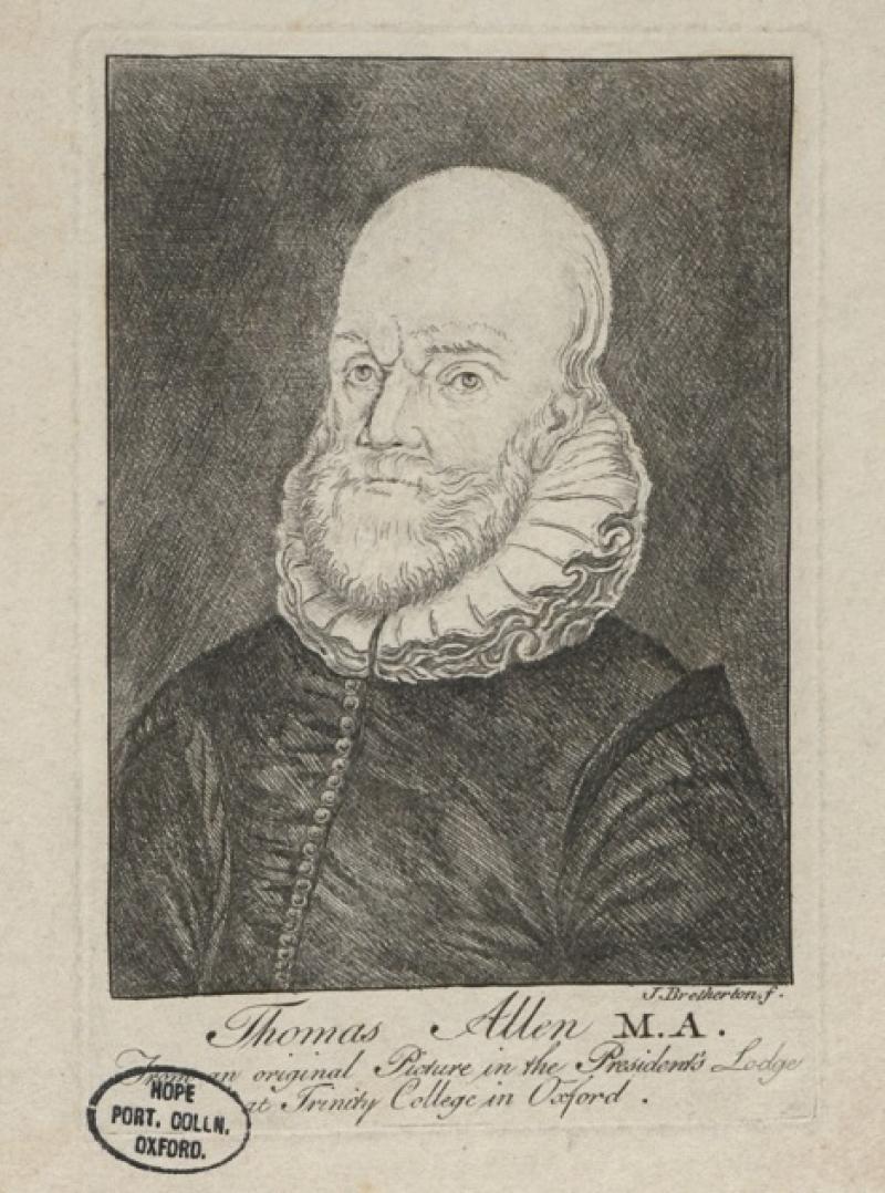 Print (Etching) of Thomas Allen, by J. Bretherton, England, 18th century. Inventory number 50541