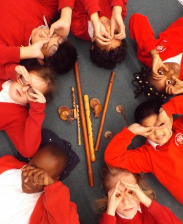 Story Makers' Eye Circle Story Makers' Eye Circle: a ring of children mimicking binoculars with their hands