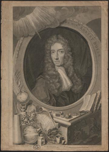 Print (engraving) of Robert Boyle, by George Vertue, after J. Kersseboom, Inventory number 14178